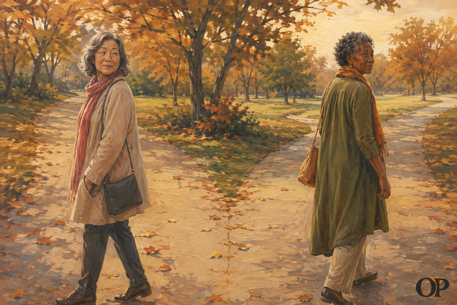 Two longtime friends walk down separate paths with affection and sadness